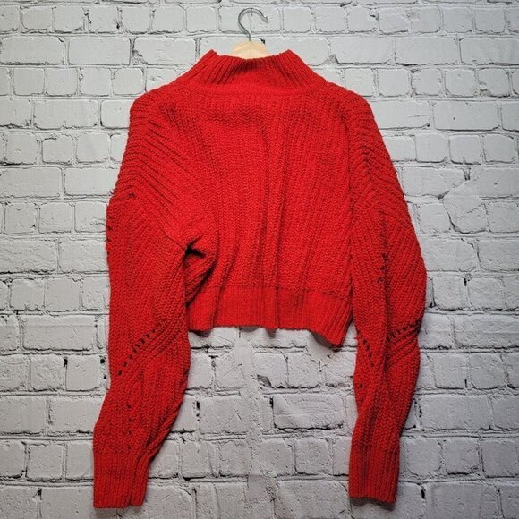Double Zero Red Knit Crochet Cropped Sweater Top Size XL - Picture 8 of 10